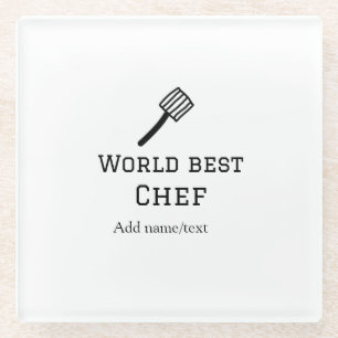 Weltbeste Koch hinzufügen Name text Kochen Bestes  Glasuntersetzer