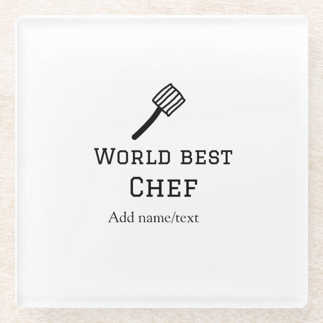 Weltbeste Koch hinzufügen Name text Kochen Bestes  Glasuntersetzer (Vorderseite)