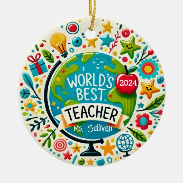 Weltbeste Lehrerin für Personalisierten Urlaub Keramik Ornament (Vorne)