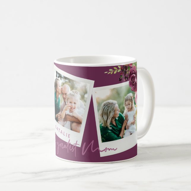 weltbeste Mama Aquarell Blumenkohle Foto Kaffeetasse (VorderseiteRechts)
