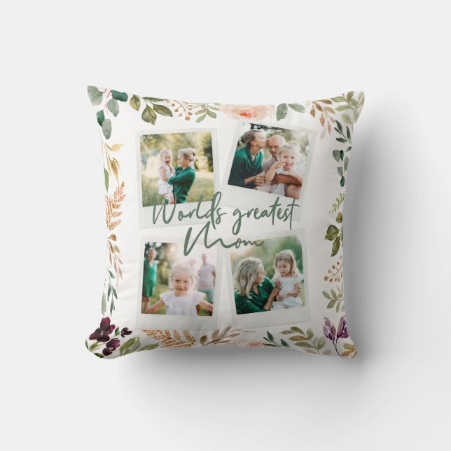 weltbeste Mama Aquarell Blumenkohle Foto Kissen (Vorderseite)