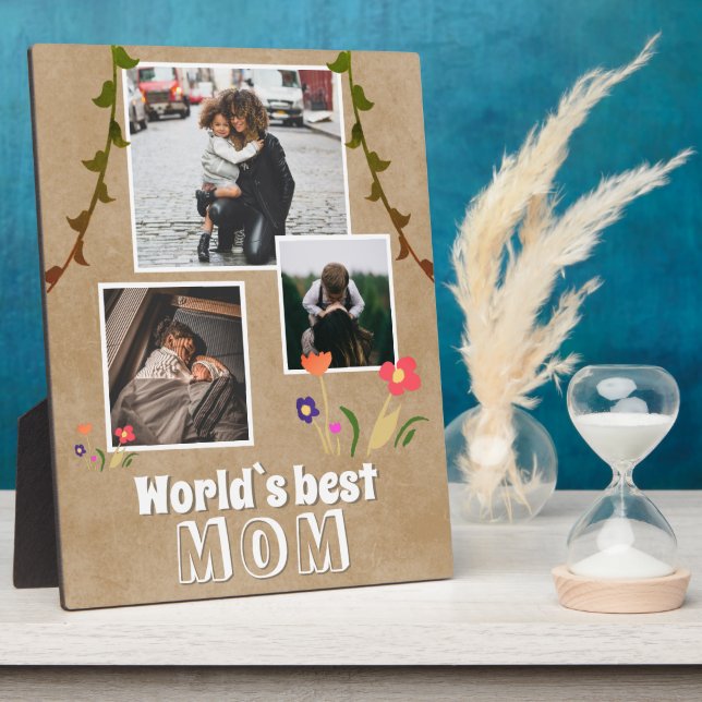 Weltbeste Mama Blume Altes Papier 3 Foto Fotoplatte (Seite)