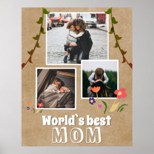 Weltbeste Mama Blume Altes Papier 3 Foto Poster