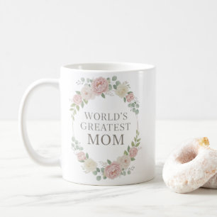 Weltbeste Mama Tasse   Floraler Kranz Keramik