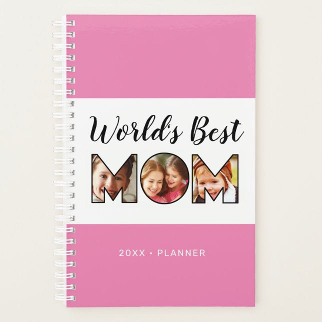 Weltbeste Mama Zitat 3 FotoCollage 2025 Planer (Vorderseite)