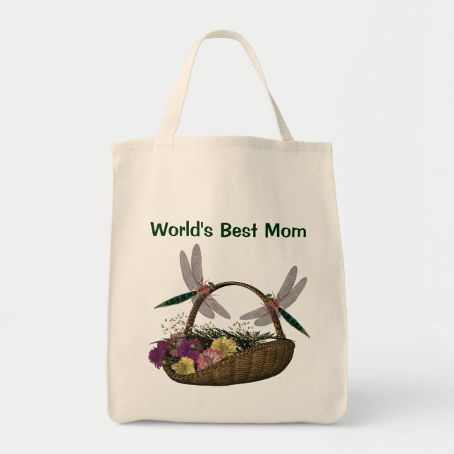 Weltbeste Mamma-Libellen-Blumen Tragetasche (Vorne)