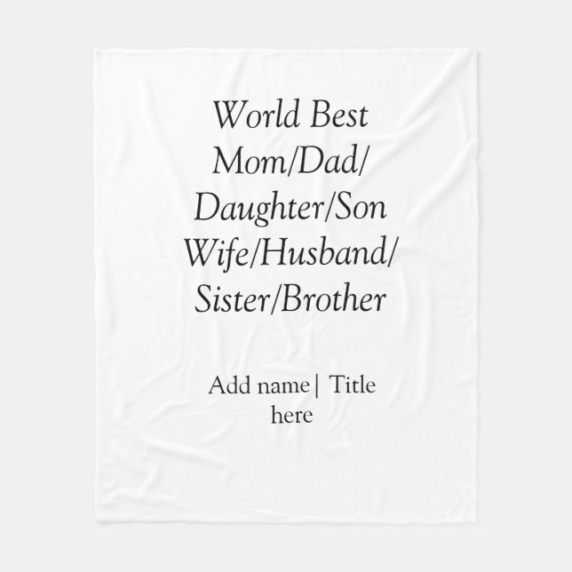 Weltbeste Mutter Ehemann Ehefrau Papa Tochter Sohn Fleecedecke (Vorderseite)
