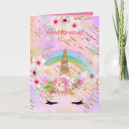 Weltbeste NIECE Einhorn Face Pink Gold Geschenke Karte