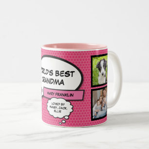 Weltbeste Oma Spaß Rosa Fotocollage Zweifarbige Tasse