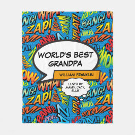 Weltbeste Opa, Großvater Spaß Comic Blau Fleecedecke