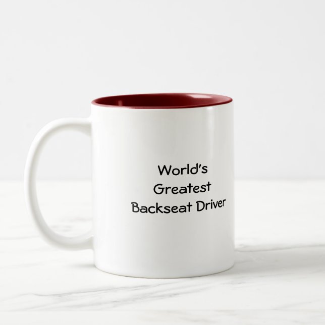 Weltbeste Rücksitzfahrer-Tasse Zweifarbige Tasse (Links)
