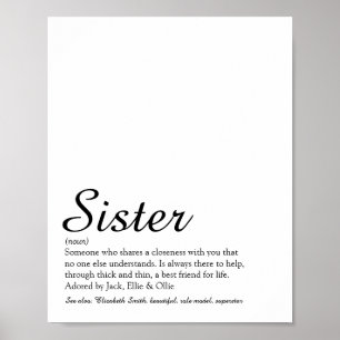 Weltbeste Schwester Definition Chic Schriftzug Poster