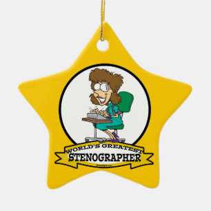 WELTBESTE STENOGRAPHER FRAUEN CARTOON KERAMIK ORNAMENT