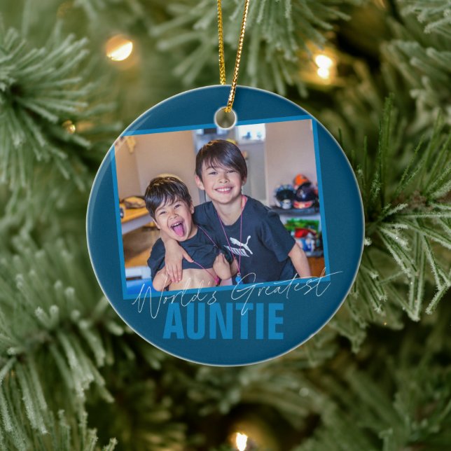 Weltbeste Tante | Moderne Foto Keramik Ornament (Baum)