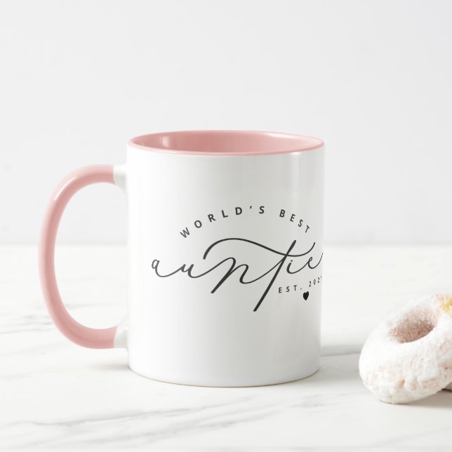 Weltbeste Tante-Niedlich-Kalligrafie-Kaffee-Tasse Tasse (Mit Donut)
