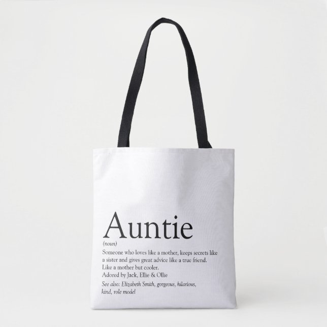 Weltbeste Tante, Tante definiert modern Tasche (Vorderseite)