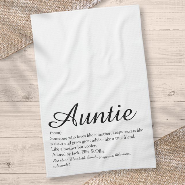 Weltbeste Tante, Tante Definition Chic Script Geschirrtuch (World's Best Aunt, Auntie Definition Chic Script Kitchen Towel)