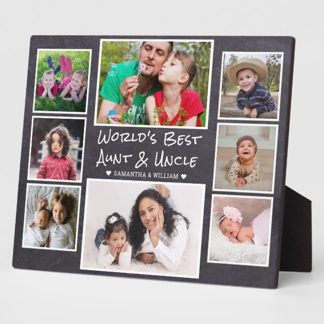 Weltbeste Tante und 8-Foto-Chalkboard Fotoplatte (Seite)