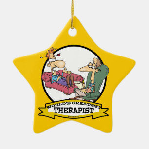 WELTBESTE THERAPIE MÄNNER CARTOON KERAMIKORNAMENT
