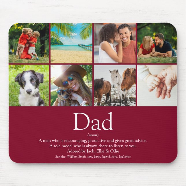 Weltbeste Vater Vater Definition Foto Burgund Mousepad (Vorne)