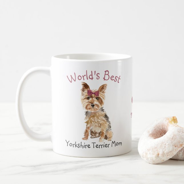 Weltbeste Yorkshire Terrier-Mama Personalisiert Kaffeetasse (Mit Donut)