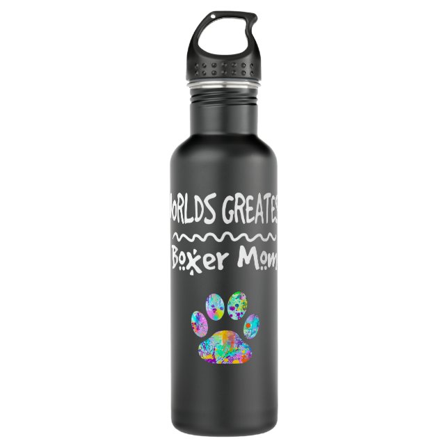 Weltbester Boxer Dog Mama Mutter Niedlicher Paw Pr Edelstahlflasche (Vorderseite)