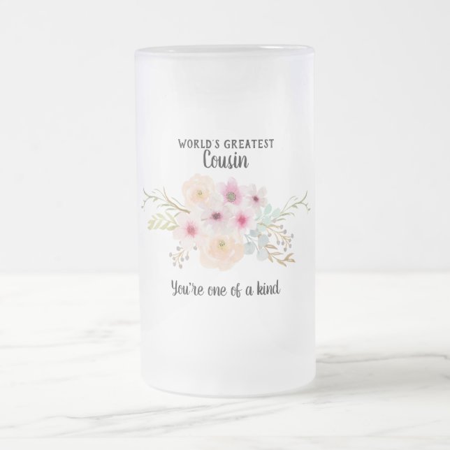 Weltbester Cousin - Girly Blume Spaß modern Mattglas Bierglas (Mittel)