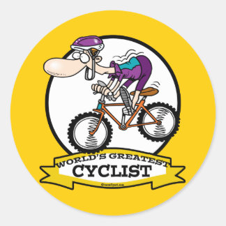 WELTBESTER CYCLIST MEN CARTOON RUNDER AUFKLEBER
