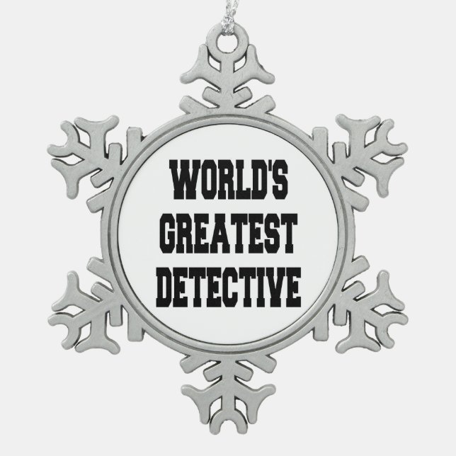 Weltbester Detektiv Schneeflocken Zinn-Ornament (Vorderseite)