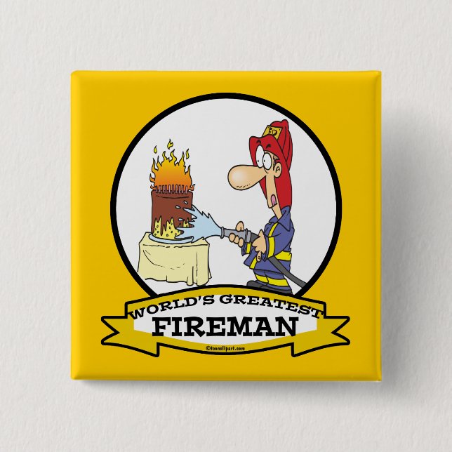WELTBESTER FIREMAN MEN CARTOON BUTTON (Vorderseite)