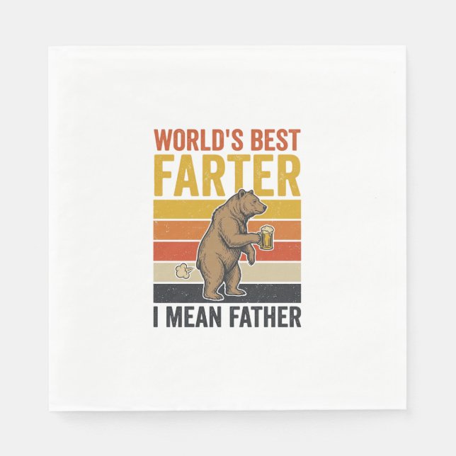 Weltbester Furzer Lustiger Vater Bär Serviette (Vorderseite)