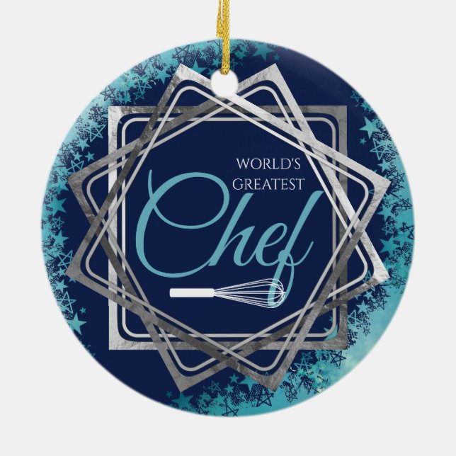 Weltbester Koch, der zu einem kulinarischen Fest e Keramik Ornament (Hinten)