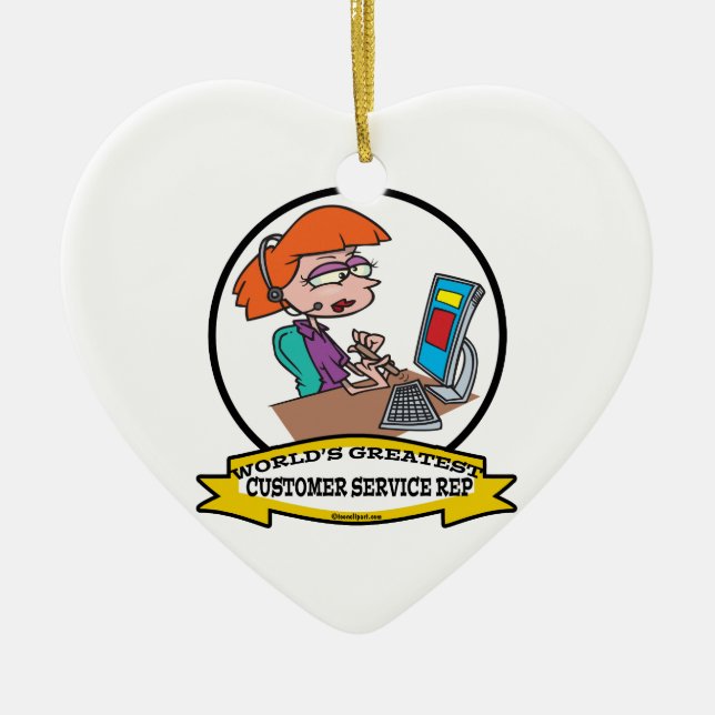 WELTBESTER KUNDENSERVICE REP CARTOON KERAMIK ORNAMENT (Vorne)