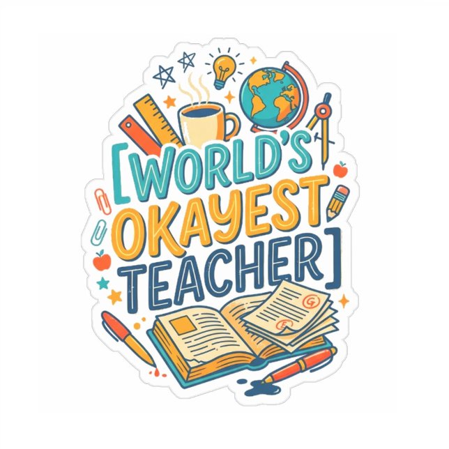 Weltbester Lehrer | Lustiges Geschenk Aufkleber (trendy water bottle decals, world's okayest teacher gift)