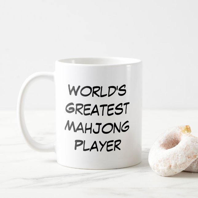"Weltbester Mahjong-Spieler" Kaffeetasse (Mit Donut)