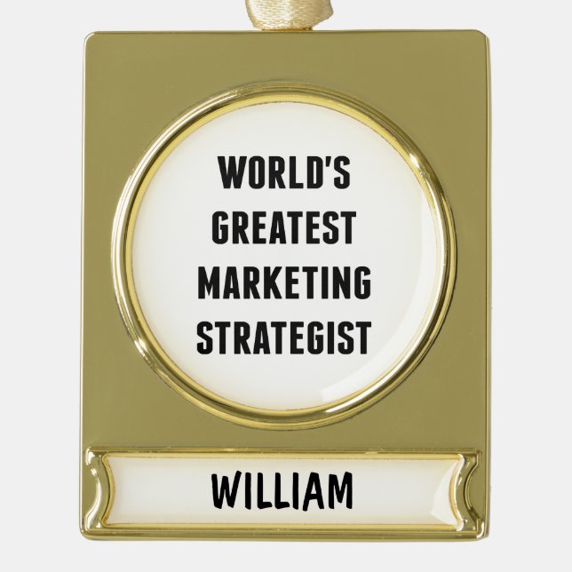 Weltbester Marketing Stratege Banner-Ornament Gold (Vorderseite)