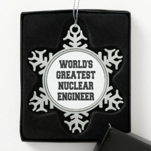 Weltbester Nuklearer Ingenieur Schneeflocken Zinn-Ornament