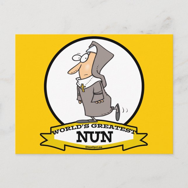 WELTBESTER NUN-CARTOON POSTKARTE (Vorderseite)