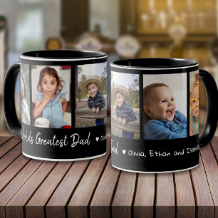 Weltbester Papa 5 Foto-Collage Schwarz Tasse