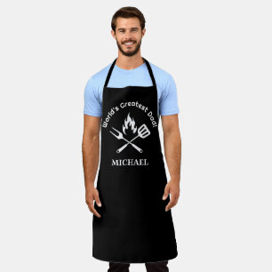 weltbester Papa, personalisierter Grill Schwarz-we Schürze