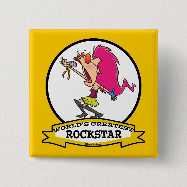 WELTBESTER ROCKSTAR CARTOON BUTTON (Vorderseite)