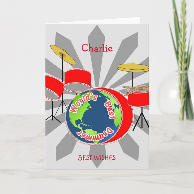 Weltbester Schlagzeuger personalisiert Karte (Vorderseite)