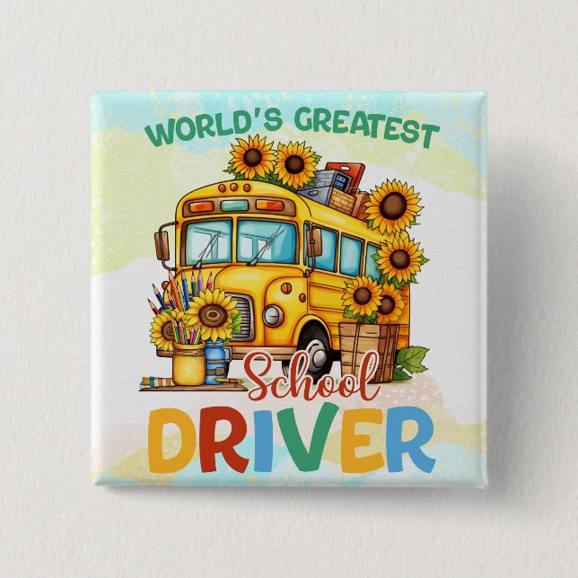 Weltbester Schulbusfahrer Button (Vorderseite)