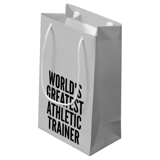 Weltbester Sporttrainer Kleine Geschenktüte (Rückseite Schrägansicht)