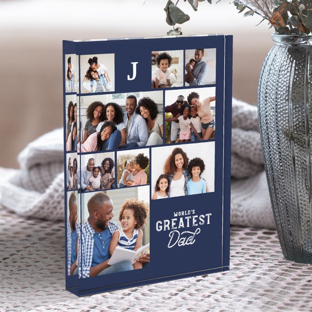 Weltbester Vater Monogram Foto Grid Collage (Von Creator hochgeladen)