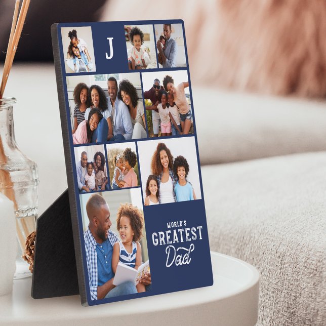 Weltbester Vater Monogram Foto Grid Collage Fotoplatte (Von Creator hochgeladen)