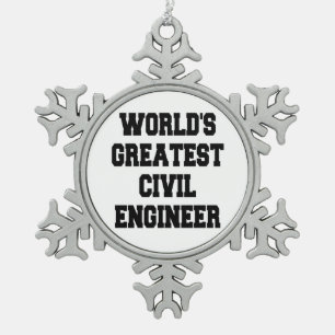 Weltbester Ziviler Ingenieur Schneeflocken Zinn-Ornament