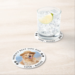 Weltbestes Hund-Vater-Foto für Personalisierte Ha Runder Pappuntersetzer