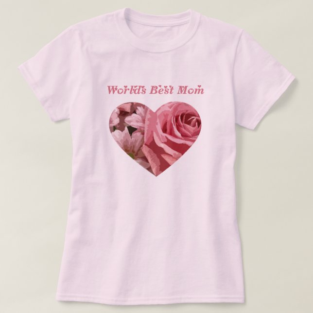 Weltbestes Mama-Rosen-Herz T-Shirt (Design vorne)