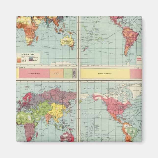Weltbevölkerungskarte Magnet (Vorne)